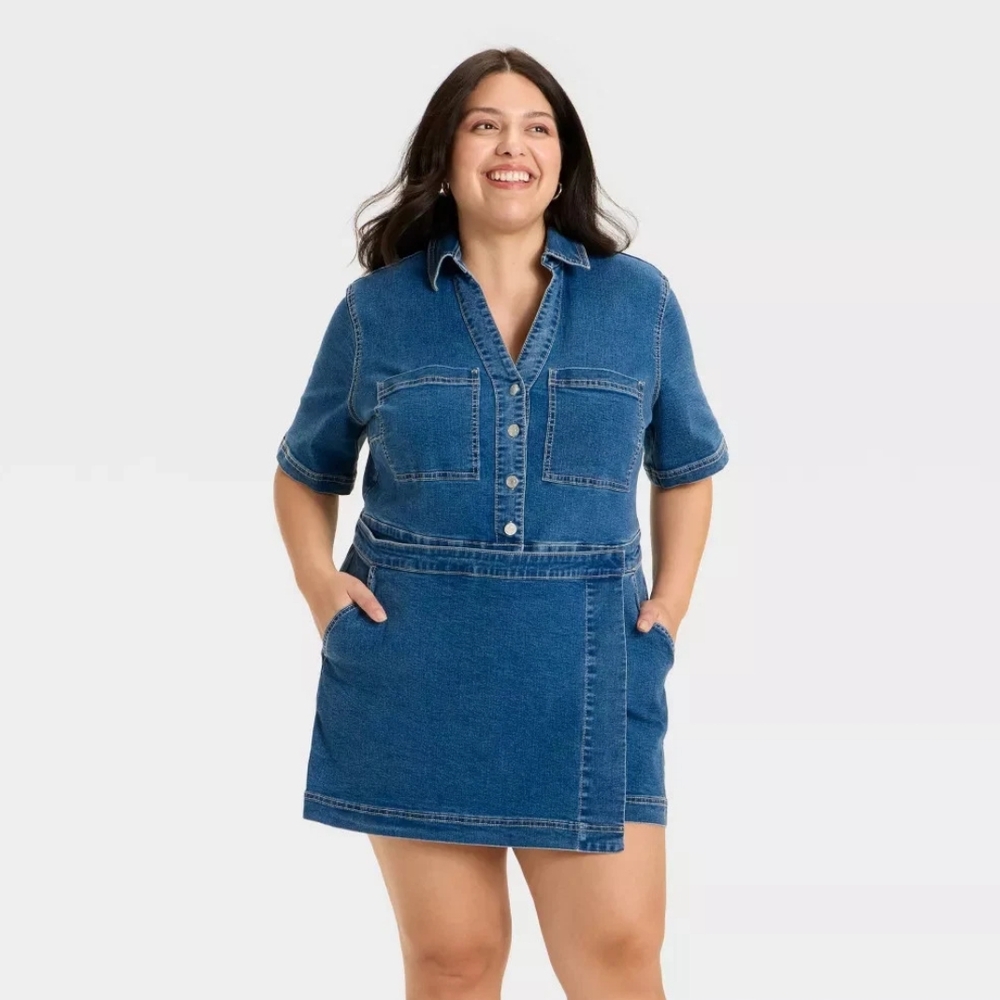 NWT Blue Denim Skort Romper Size 1X